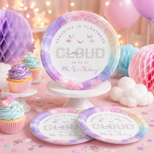 Cloud 9. Geburtstag Paper Tellers - Pastel Sky Pappteller
