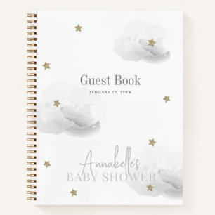 Cloud 9 Gold Stars Gray Baby Shooter Gästebuch Notizblock