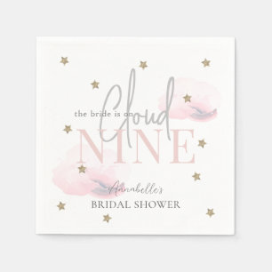 Cloud 9 Gold Stars Pink Watercolor Brautparty Serviette
