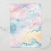 Cloud 9 Gold Stars Watercolor Babydusche Folieneinladung (Rückseite)