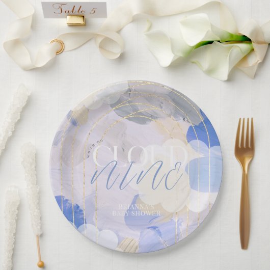 Cloud 9 Gouache Paint Brush Stroke Baby Dusche Pappteller (Hochzeit)