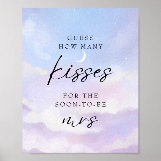 Cloud 9 Guess Wie viele Kisses Brautparty Game Poster (Vorne)