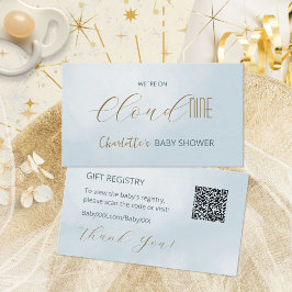 Cloud 9 Himmelblau Baby Shower Geschenkeregister Begleitkarte
