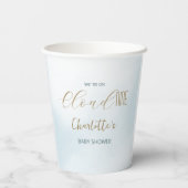 Cloud 9 Himmlisches Blau Baby Shower Pappbecher (Rückseite)