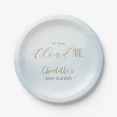 Cloud 9 Himmlisches Blau Baby Shower Pappteller (Vorderseite)