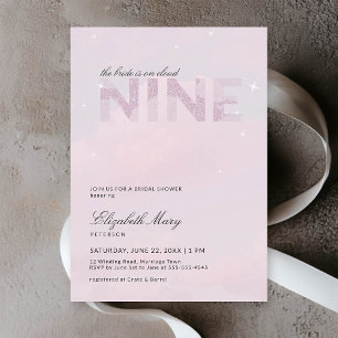 Cloud 9 Modern Dreamy Pink Glitzer Brautparty Einladung