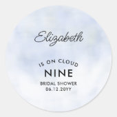 Cloud 9 Pastel Blue Modernes Brautparty Umschlag Runder Aufkleber (Vorderseite)