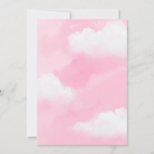 Cloud 9 Pink Bridal Dusche Einladung (Rückseite)