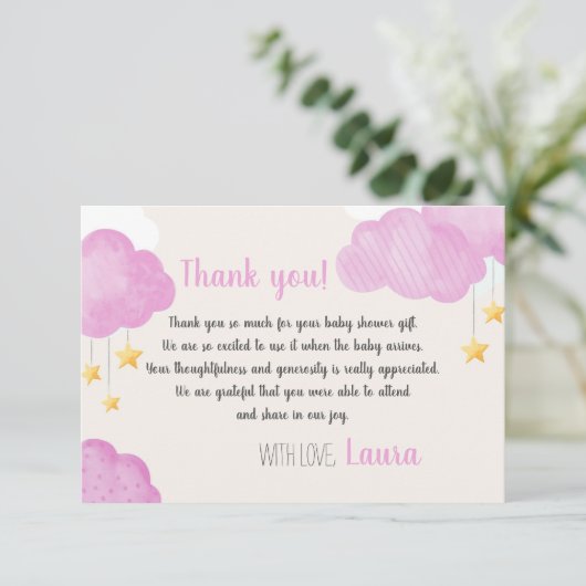 Cloud 9 Pink Dankeschön Karte (Stehend Vorderseite)