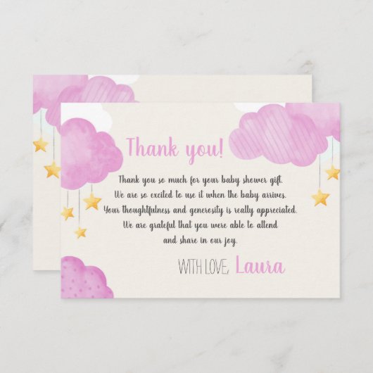 Cloud 9 Pink Dankeschön Karte (Vorne/Hinten)