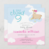 Cloud 9 Pink Little Lamb Spring Girl Babydusche Einladung (Vorne/Hinten)