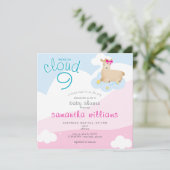 Cloud 9 Pink Little Lamb Spring Girl Babydusche Einladung (Stehend Vorderseite)