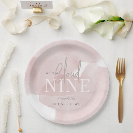 Cloud 9 Pink Sky Watercolor Brautparty Pappteller (Hochzeit)