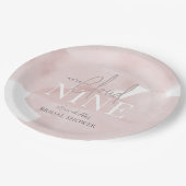 Cloud 9 Pink Sky Watercolor Brautparty Pappteller (Schrägansicht)