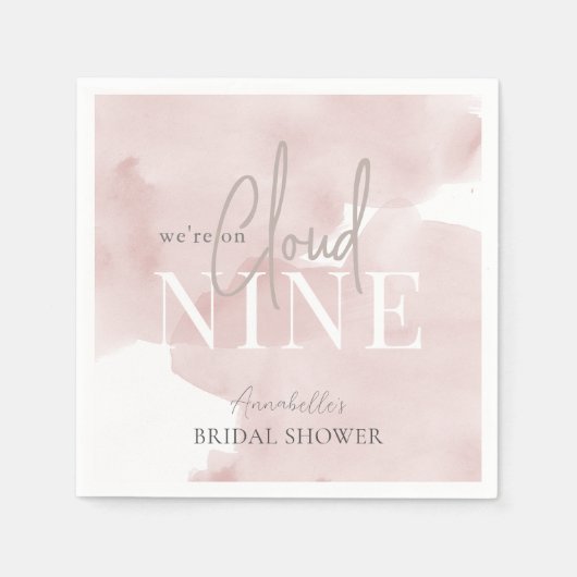 Cloud 9 Pink Sky Watercolor Brautparty Serviette (Vorderseite)