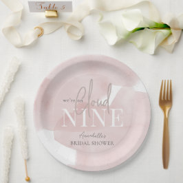 Cloud 9 Pink Sky Watercolor Bridal Shower Pappteller