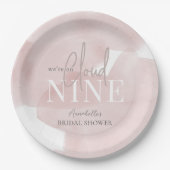 Cloud 9 Pink Sky Watercolor Bridal Shower Pappteller (Vorderseite)