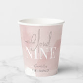 Cloud 9 Pink Sky Watercolor Girl Babydusche Pappbecher (Vorderseite)