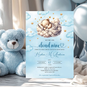 Cloud 9 Schlafteddy Bär Boy Baby Dusche Einladung
