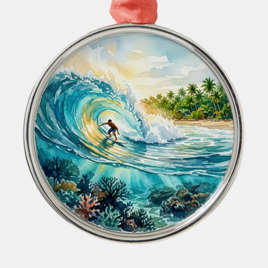 Cloud 9 Surf Break Ornament Aus Metall (Vorne)