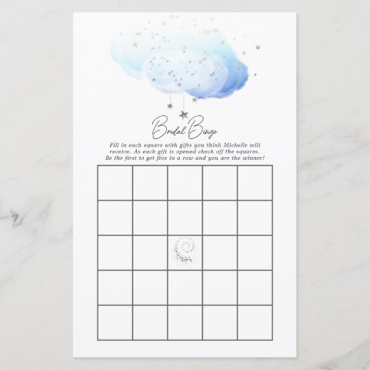 Cloud 9 Watercolor Brautparty Bingo (Vorderseite)