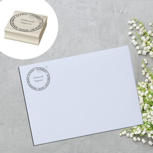 Cloud 9 Wedding Bridal Names Round Rücksendeadress Gummistempel