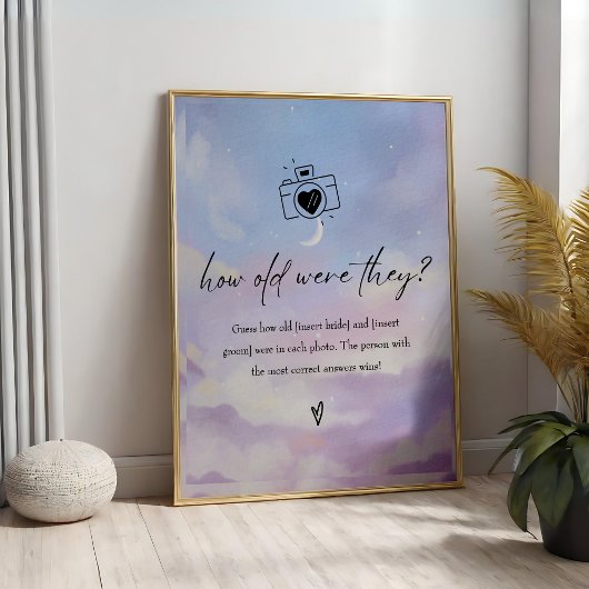 Cloud 9 Wie alt waren sie Brautparty-Spielzeichen Poster