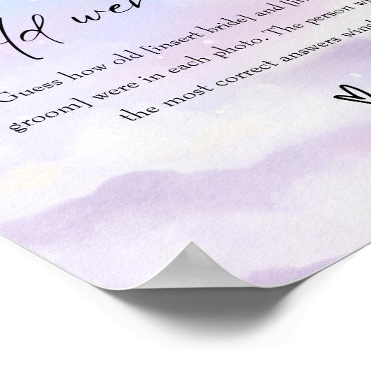 Cloud 9 Wie alt waren sie Brautparty-Spielzeichen Poster (Ecke)