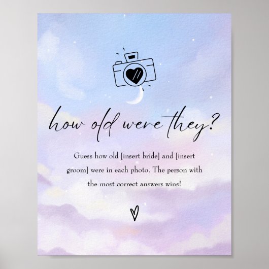 Cloud 9 Wie alt waren sie Brautparty-Spielzeichen Poster (Vorne)