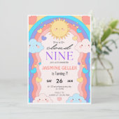 Cloud 9 zum Geburtstag Einladung (Stehend Vorderseite)