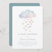 Cloud and Hearts Baby Shower Einladung (Vorne/Hinten)