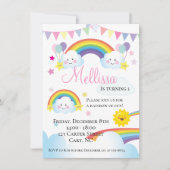 Cloud and Rainbow Children Geburtstagsparty Einladung (Vorderseite)