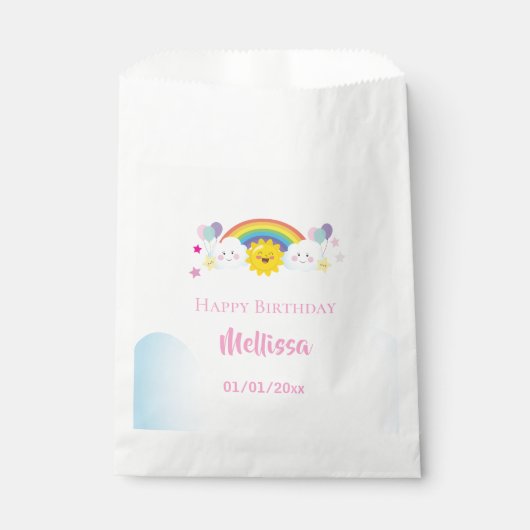 Cloud and Rainbow Children Geburtstagsparty Geschenktütchen (Vorderseite)