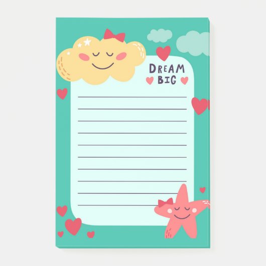 Cloud and Starfish Post-It Notes Klebezettel (Vorderseite)
