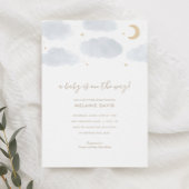 Cloud and Stars Blue Watercolor Babydusche Einladung