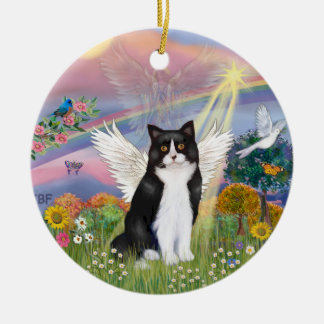 Cloud Angel - Schwarz-Weiß-Katzengel Keramikornament