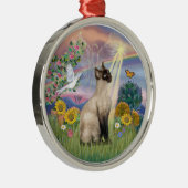 Cloud Angel - Siamese Cat Silbernes Ornament (Rechts)