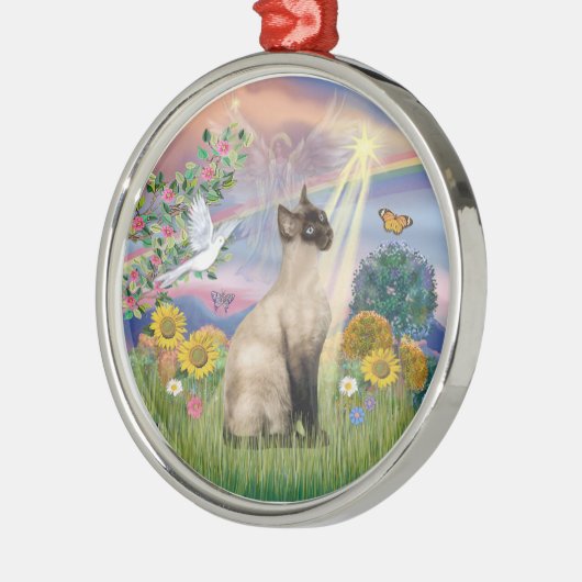 Cloud Angel - Siamese Cat Silbernes Ornament (Links)