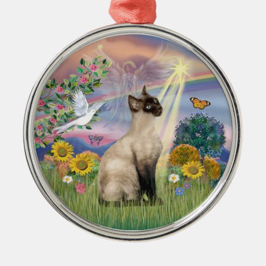 Cloud Angel - Siamese Cat Silbernes Ornament (Vorne)