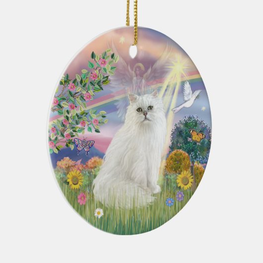 Cloud Angel - Weiße persische Katze Keramikornament (Rechts)