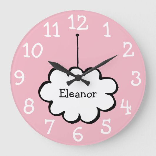 Cloud auf einem String-Namen Große Wanduhr (Vorderseite)