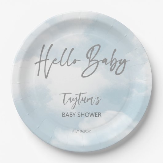 Cloud baby Dusche graue Wolken Babyduschschvorlage Pappteller (Vorderseite)