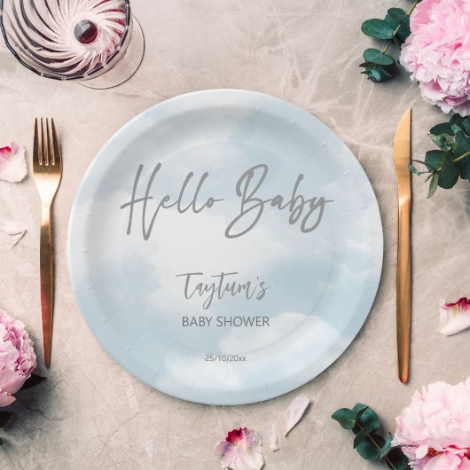 Cloud baby Dusche graue Wolken Babyduschschvorlage Pappteller