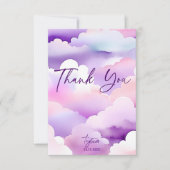 Cloud baby Dusche lila Wolken Babydusche Dankeskarte (Vorderseite)