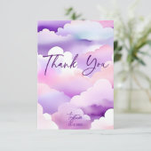 Cloud baby Dusche lila Wolken Babydusche Dankeskarte (Stehend Vorderseite)