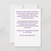 Cloud baby Dusche lila Wolken Babydusche Dankeskarte (Rückseite)