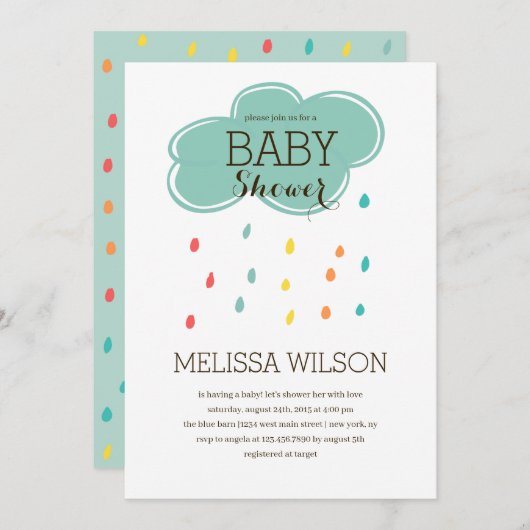 Cloud Baby Dusche Party Einladung (Vorne/Hinten)