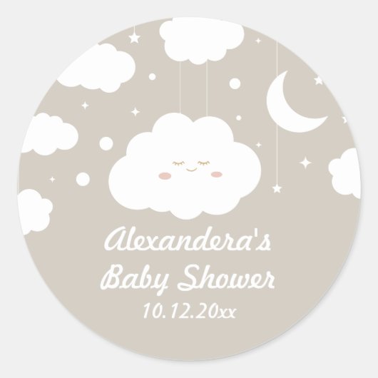 Cloud Baby Shower Fevor Runder Aufkleber (Vorderseite)