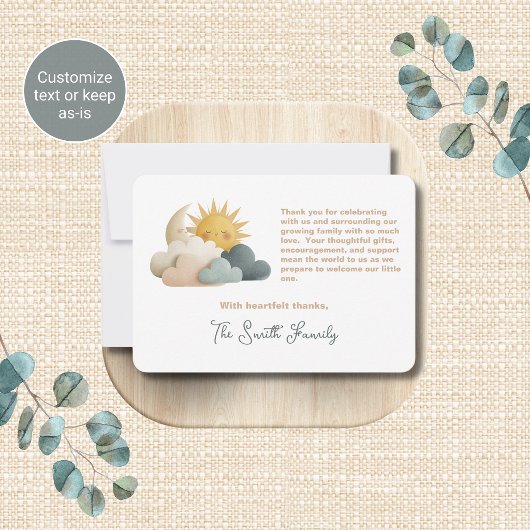 Cloud Baby Shower Thema Danke Karte