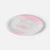 Cloud Baby sprinkle rosa Aquarelldusche Pappteller (Schrägansicht)